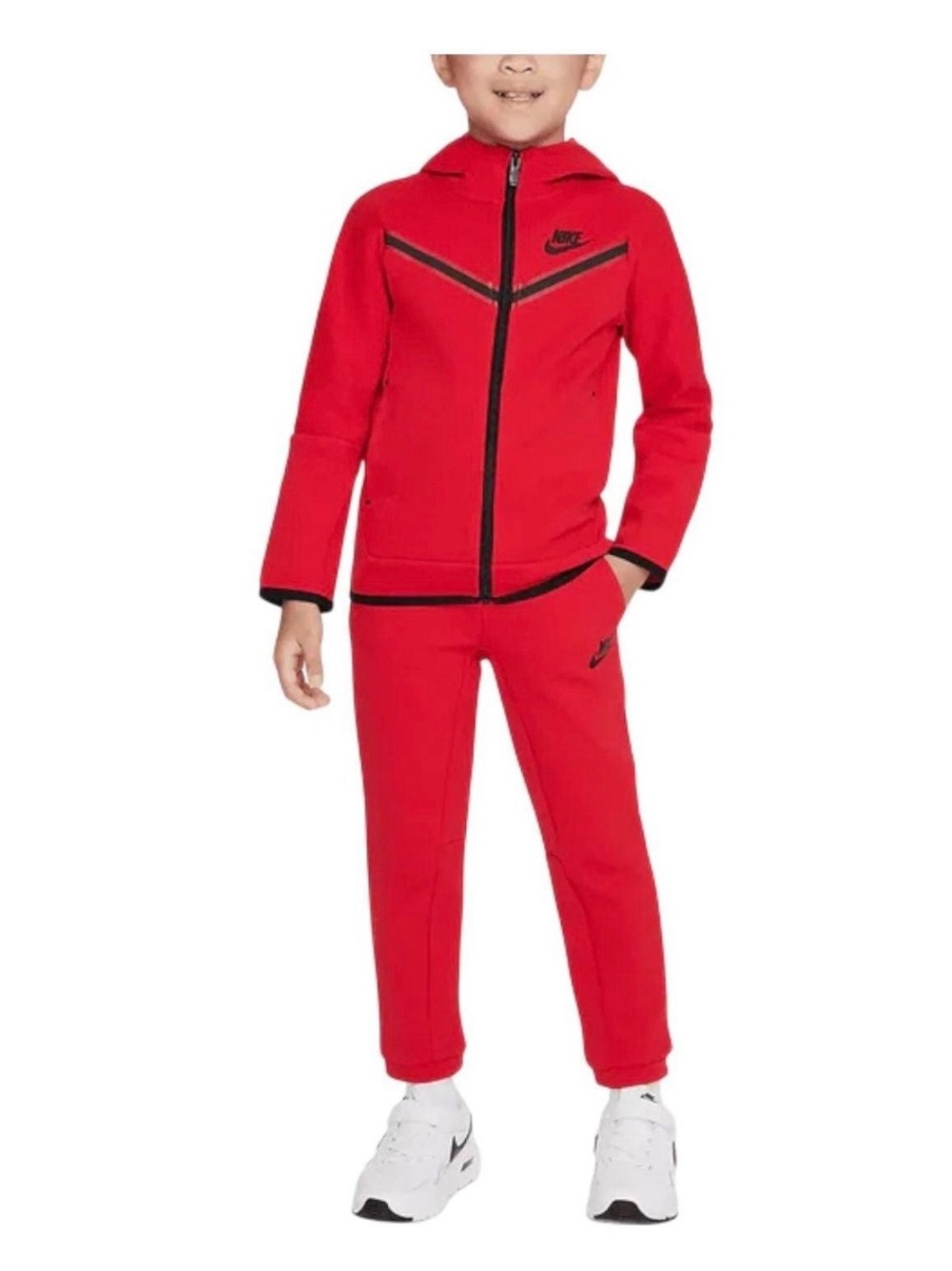 Nike Tech Fleece Red & Black Full Zip Hoodie Jogger Tracksuit Set Size L
